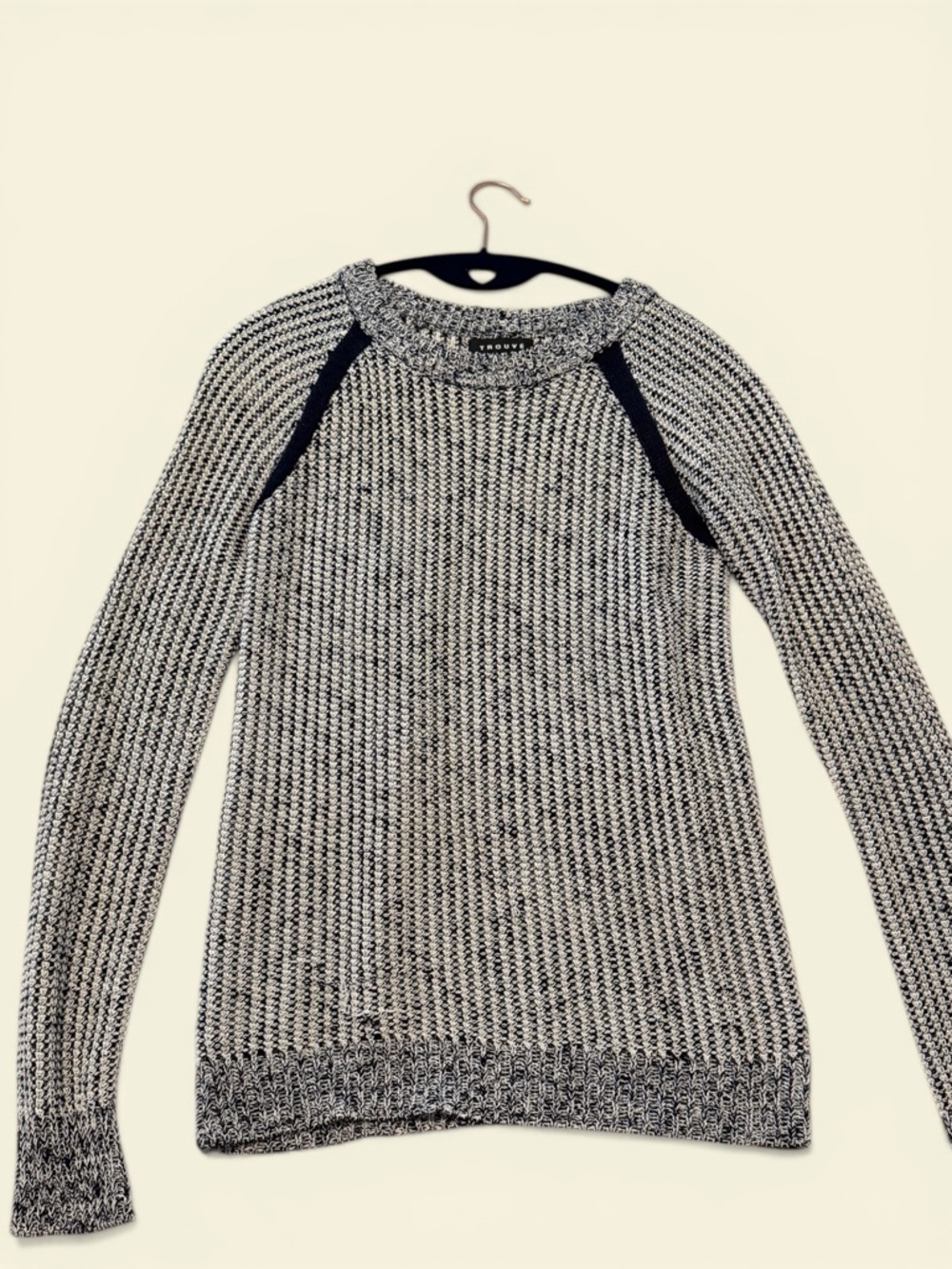 Trouve Navy & White Marled Crewneck Sweater